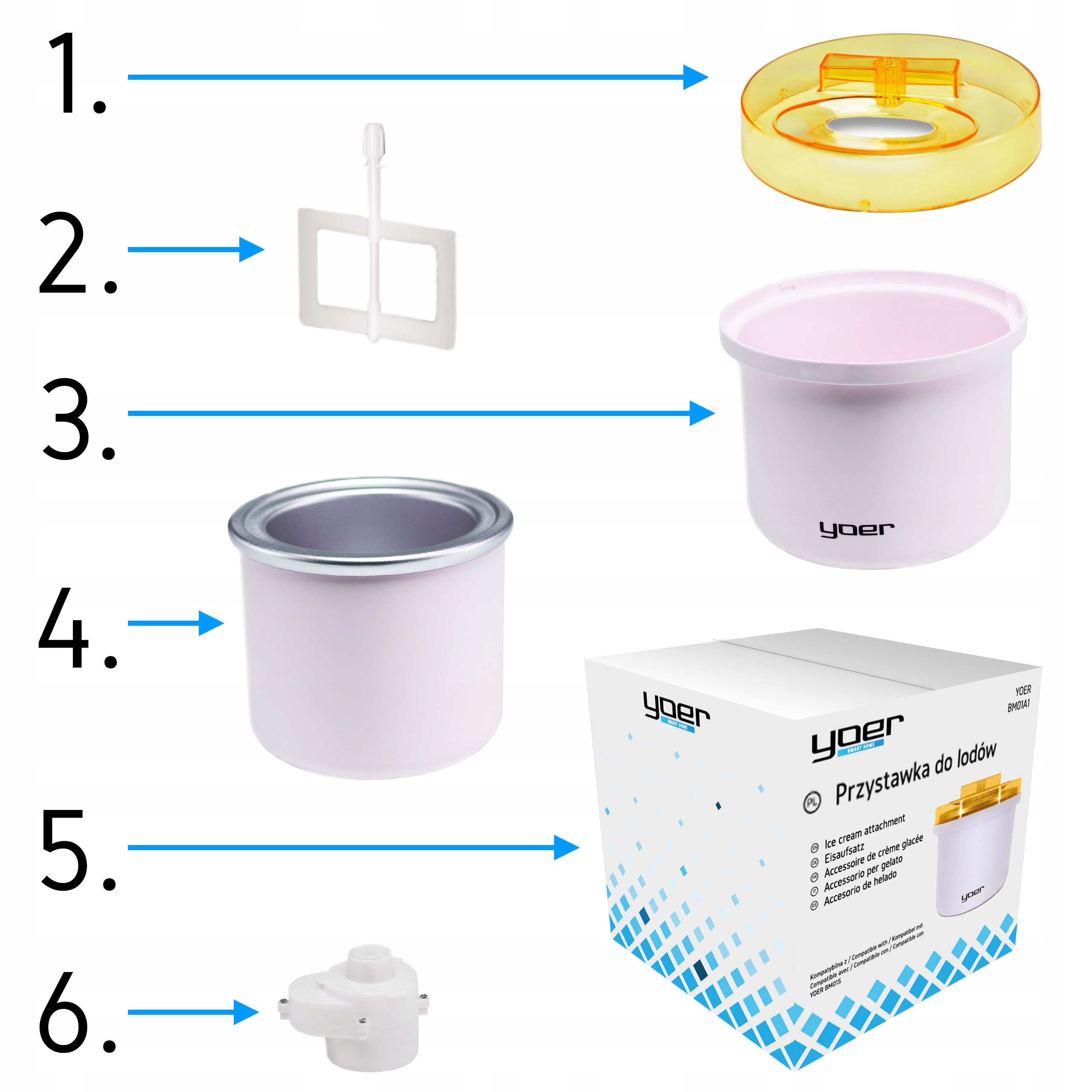 Przystawka do lodów - do automatu Yoer BM01S Kolor dominujący biały