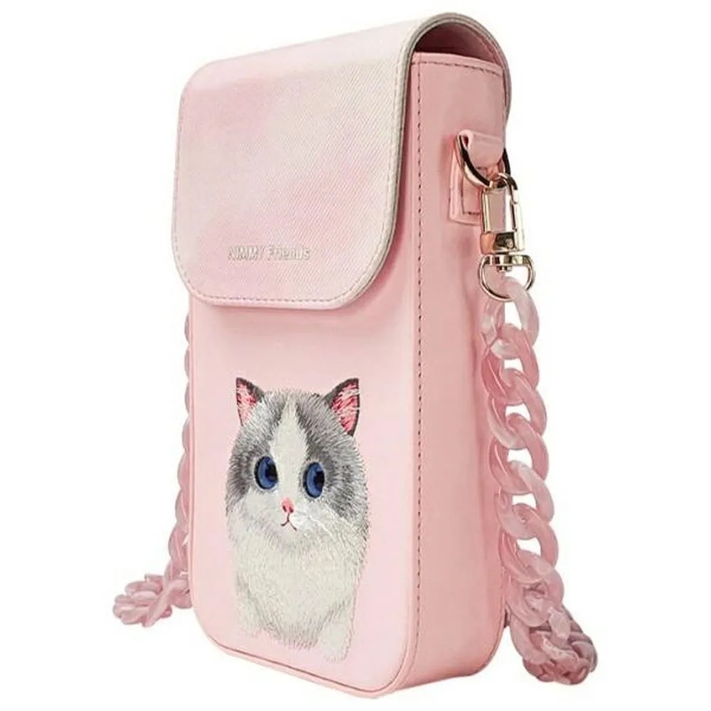 Nimmy Big Eyed Pet 2.0 Cat sada 3v1: kabelka peněženka pouzdro růžová