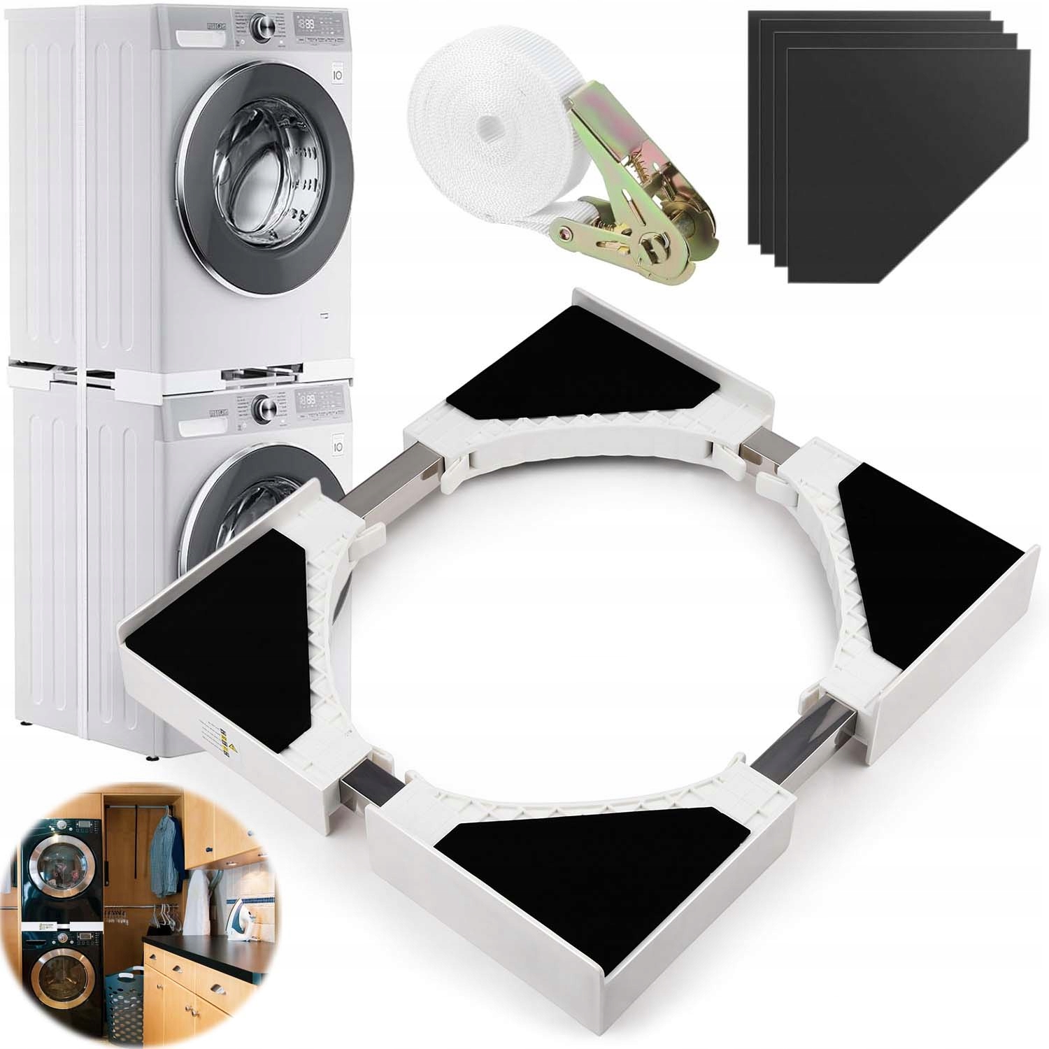 Łącznik Pralki Suszarki Uniwersalny Z Liną Zapadkową Regulowany Rozmiar