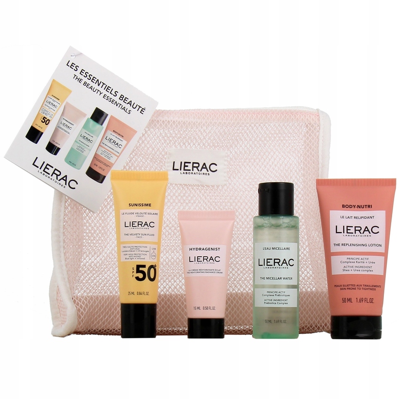 Lierac Zestaw podróżny woda micelarna SPF50 balsam krem kosmetyczka