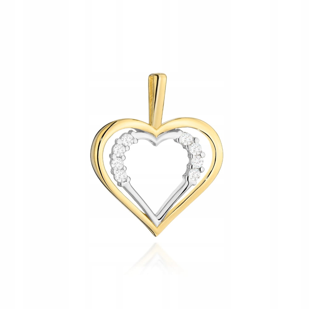 Zlatý přívěsek 585, dvě srdce s zirkony 0.81 g ve dvou barvách