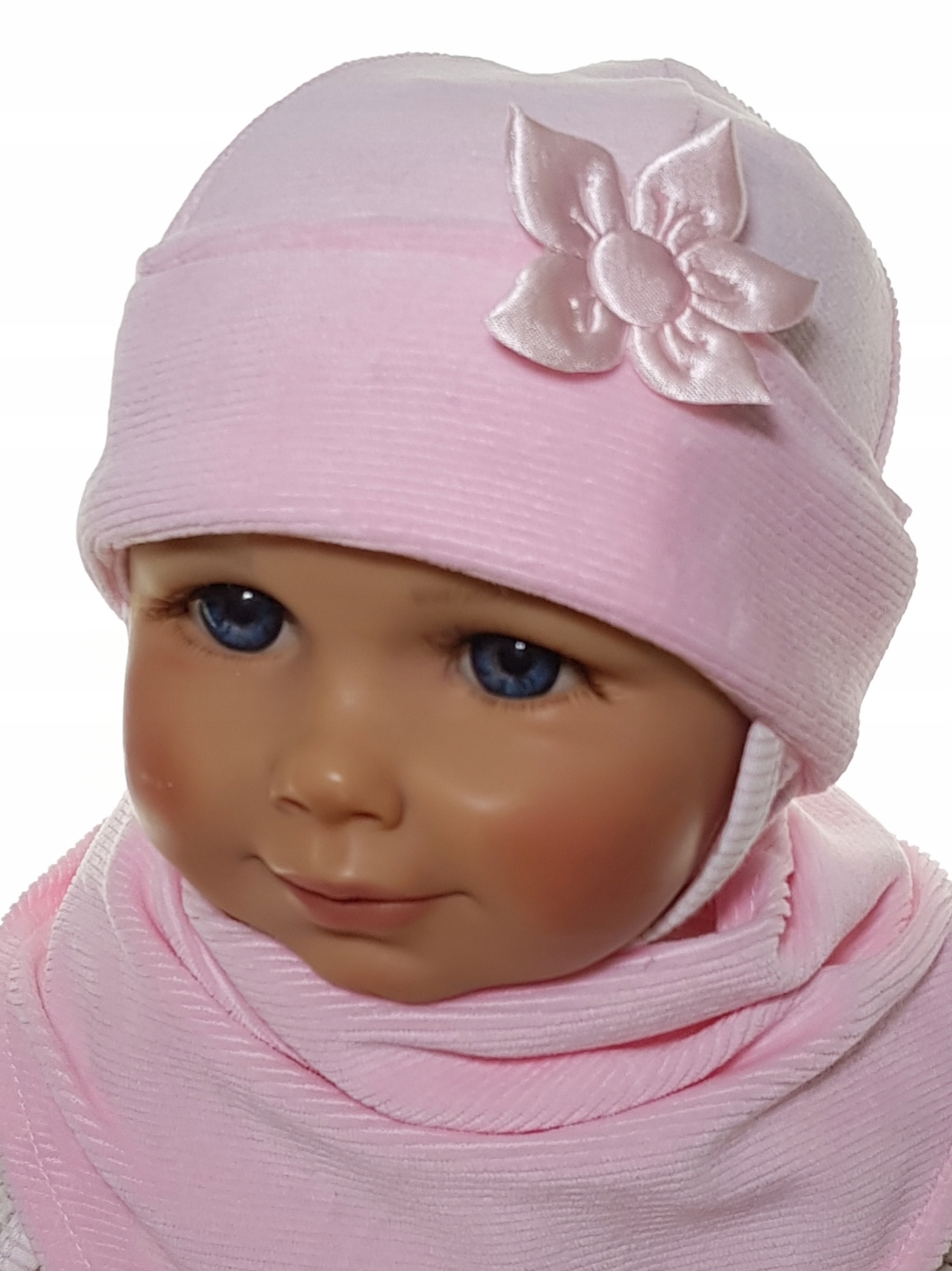 

Kpl Welur Dla Noworodka Czapeczka + Chustka 5KOLOR