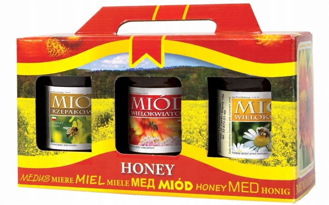 

Pudełko ozdobne na słoik 3x315ml Honey wstążka