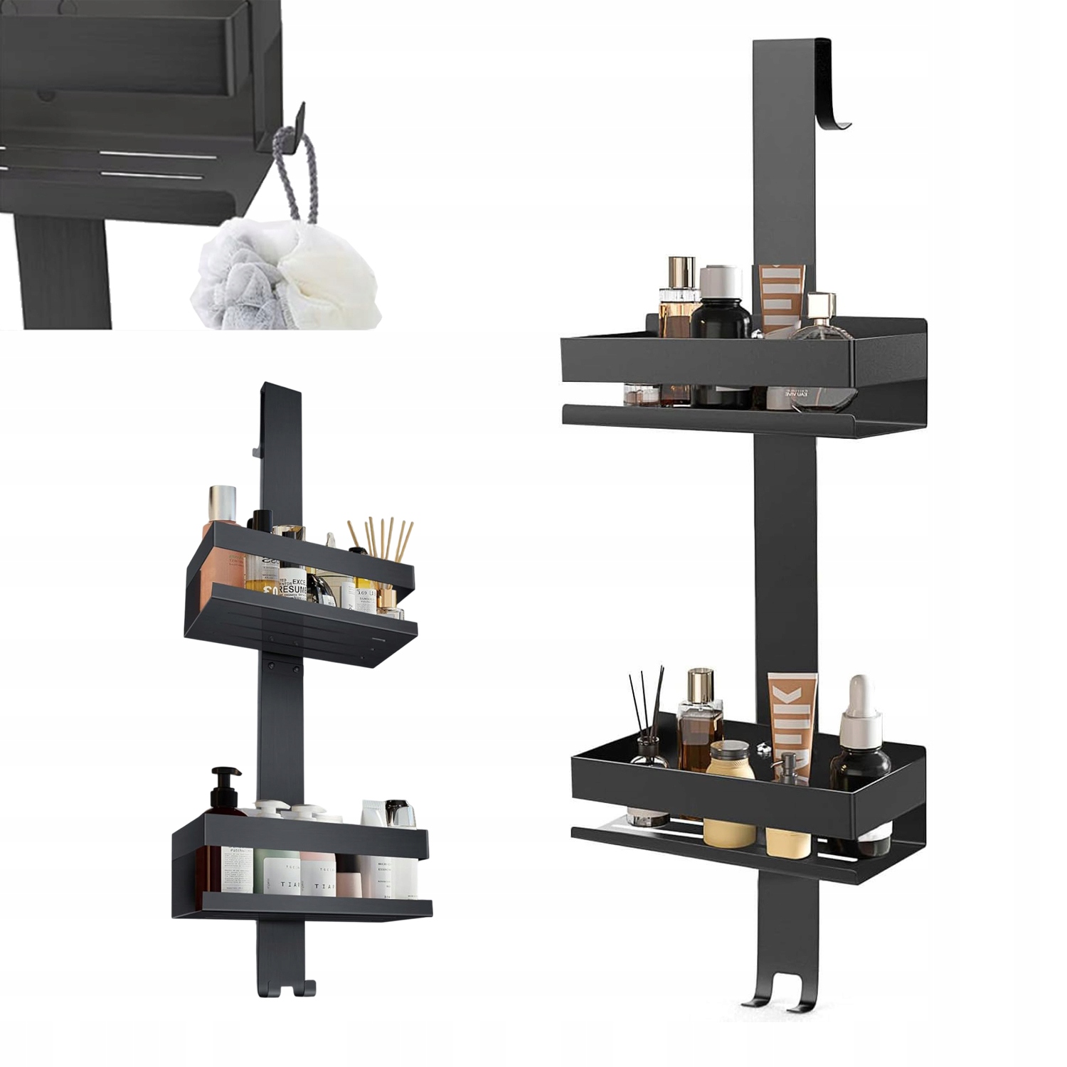 Závěsná Koupelnová Polička Pod Sprchu Nástěnný Věšák Loft 66*23*10 CM