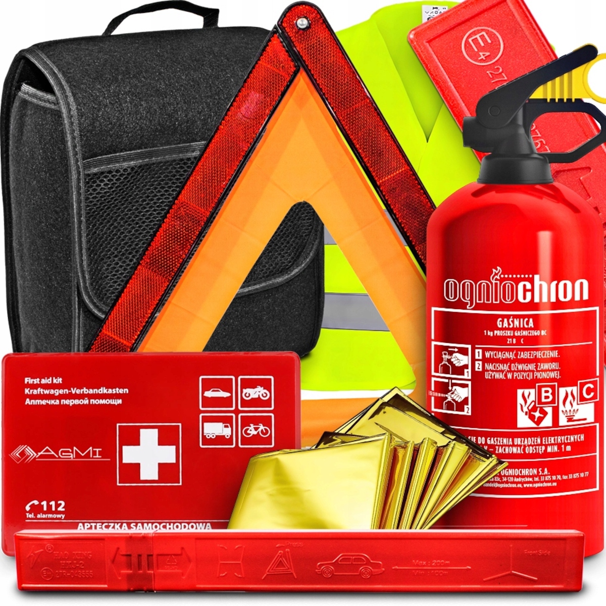 Agmi Sada Lékárnička Hasicí Přístroj 1 Kg Trojúhelník Fólie Nrc Vesta Taška Do Auta