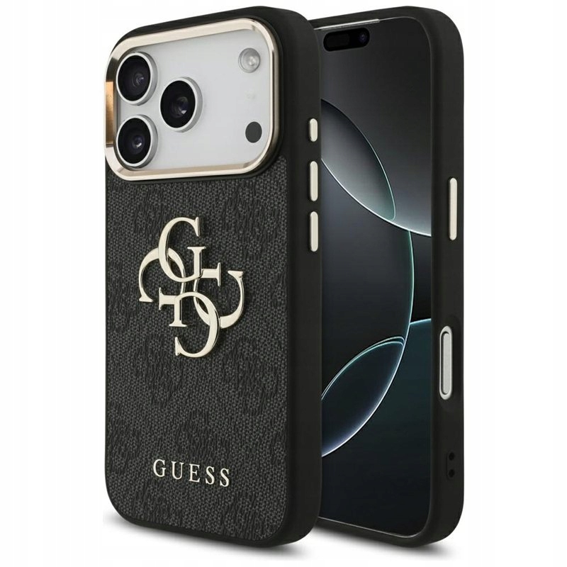 Guess 4G Big 4G Classic Logo Etui iPhone 17 Pro (czarny złoty)