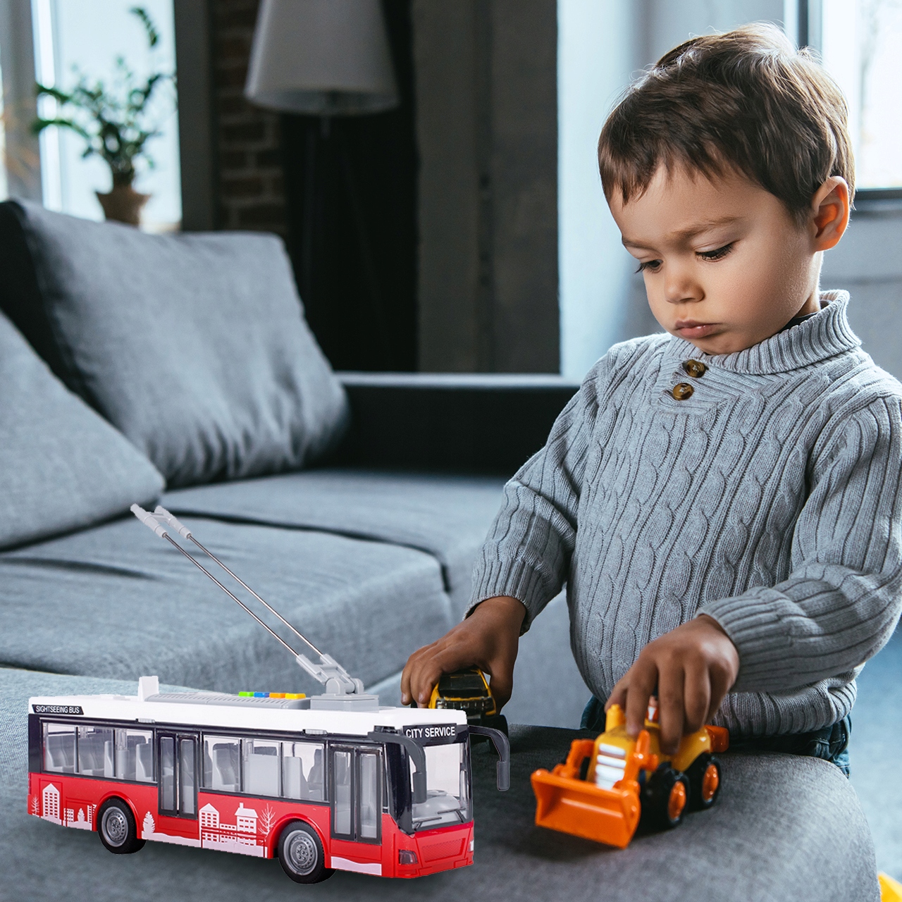 AUTOBUS TROLEJBUS ŚWIATŁO DŹWIĘK OTWIERANE DRZWI Skala 1:16