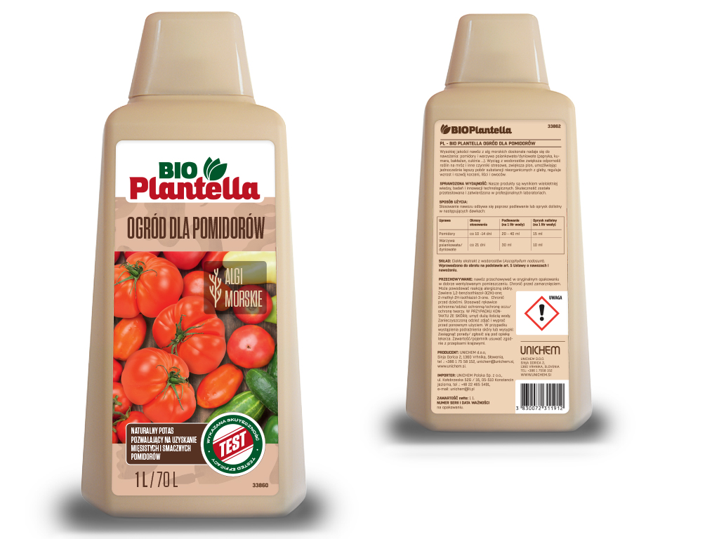 NAWÓZ ORGANICZNY DO POMIDORÓW OGÓRKÓW WARZYW W PŁYNIE BIO PLANTELLA 1L Producent Unichem