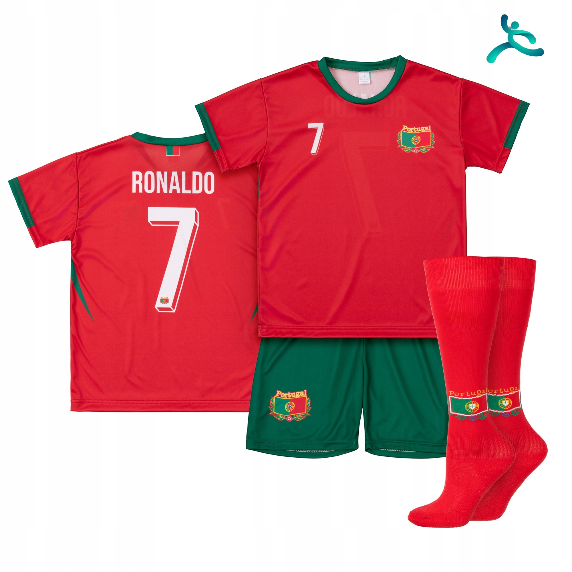 Strój komplet piłkarski getry Ronaldo Portugalia rozm. 182