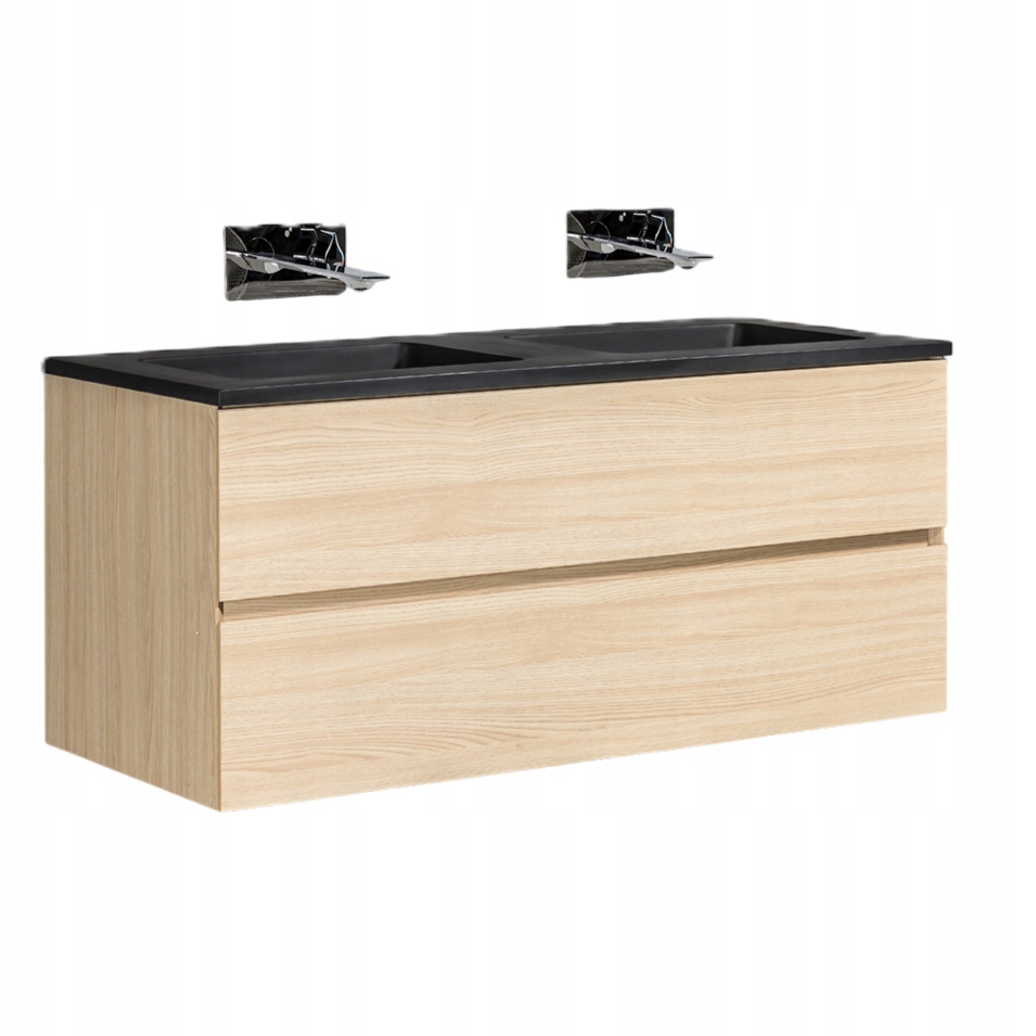 Szafka podumywalkowa Edge 1200 naturalny dąb z umywalką czarny mat