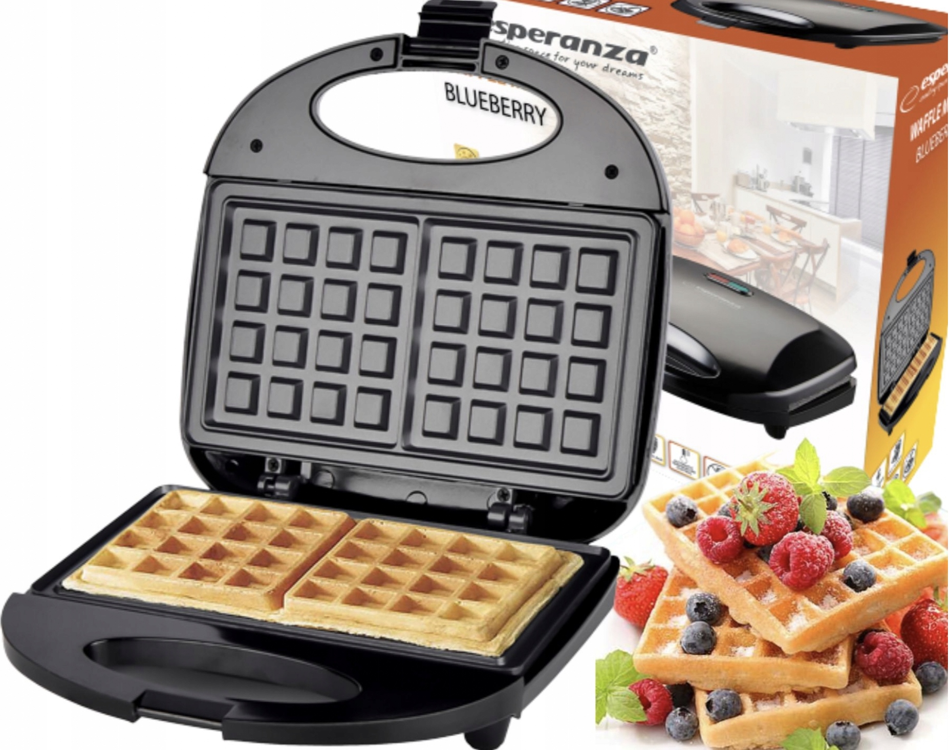 GOFROWNICA DOMOWA OPIEKACZ DO GOFRÓW WAFLE 1000W