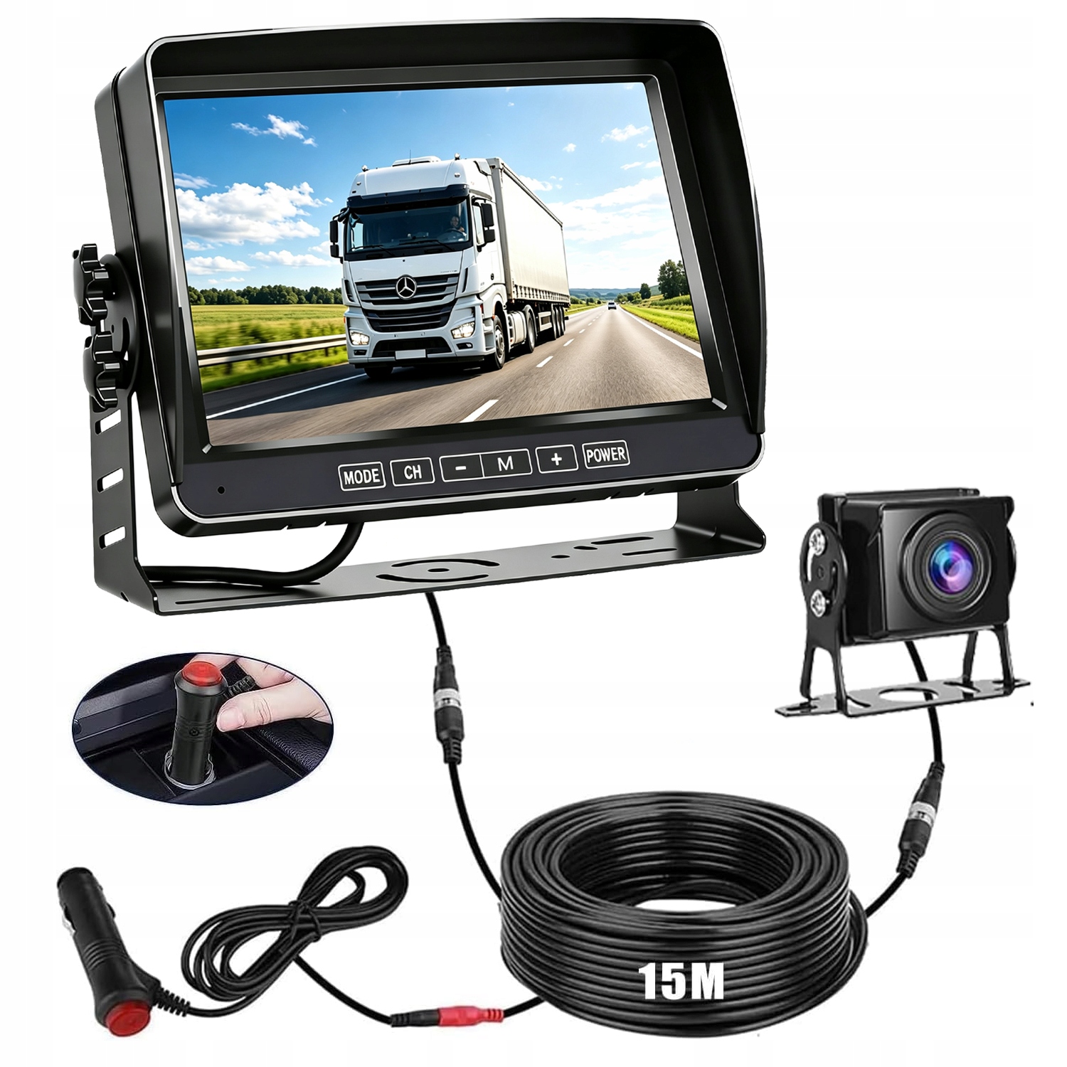 7" Sada kamery s optikou Sony 1080P Nočné videnie Vodotesná 12/24V do auta