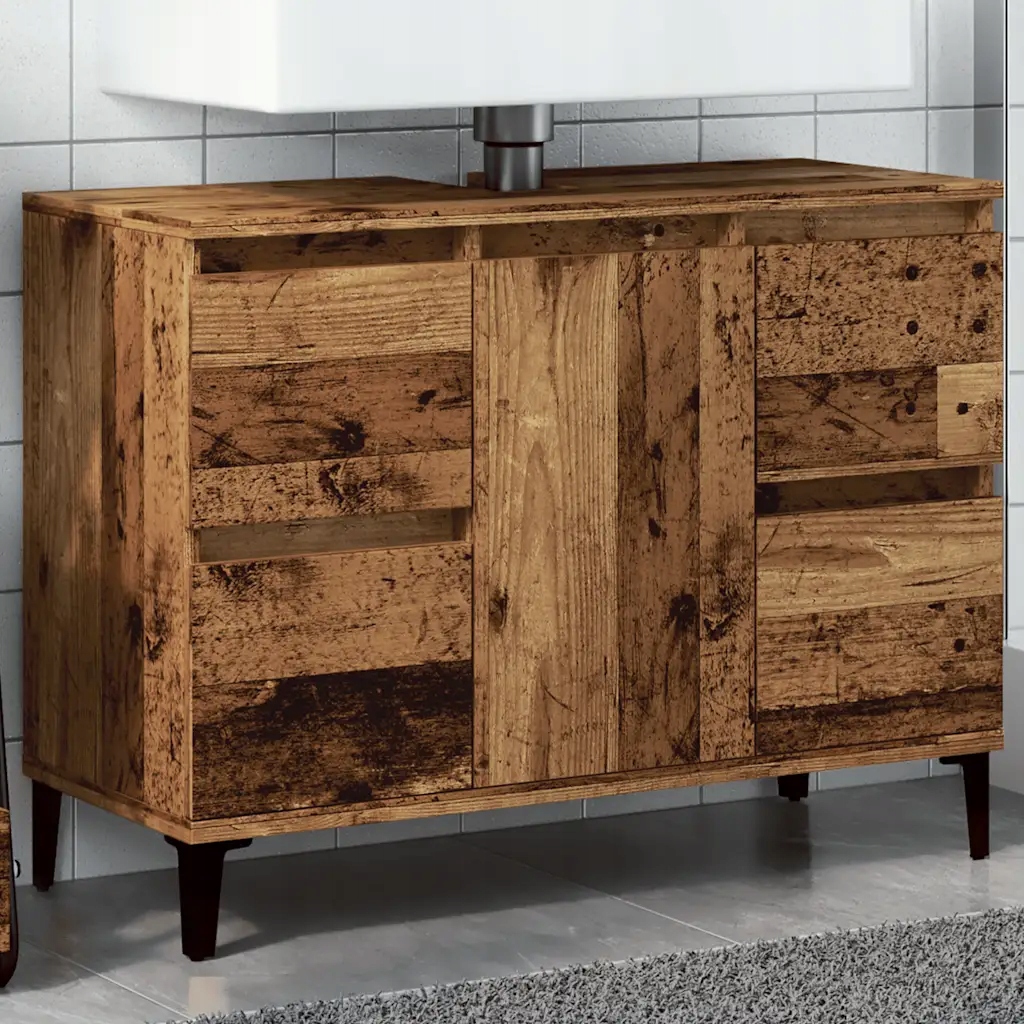 Skříňka pod umyvadlo old wood 80 x 33 x 60 cm kompozitní dřevo Hnědá 857129