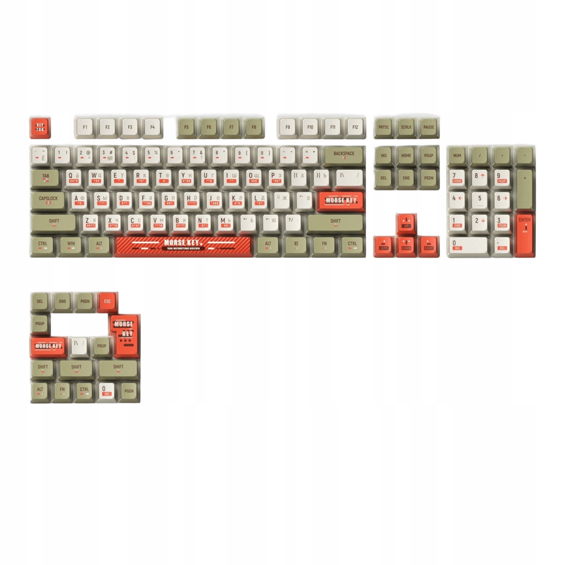 KeyTok Keycaps Pbt Klawisze do Klawiatury Mechanicznej Morse Code Dye-Sub