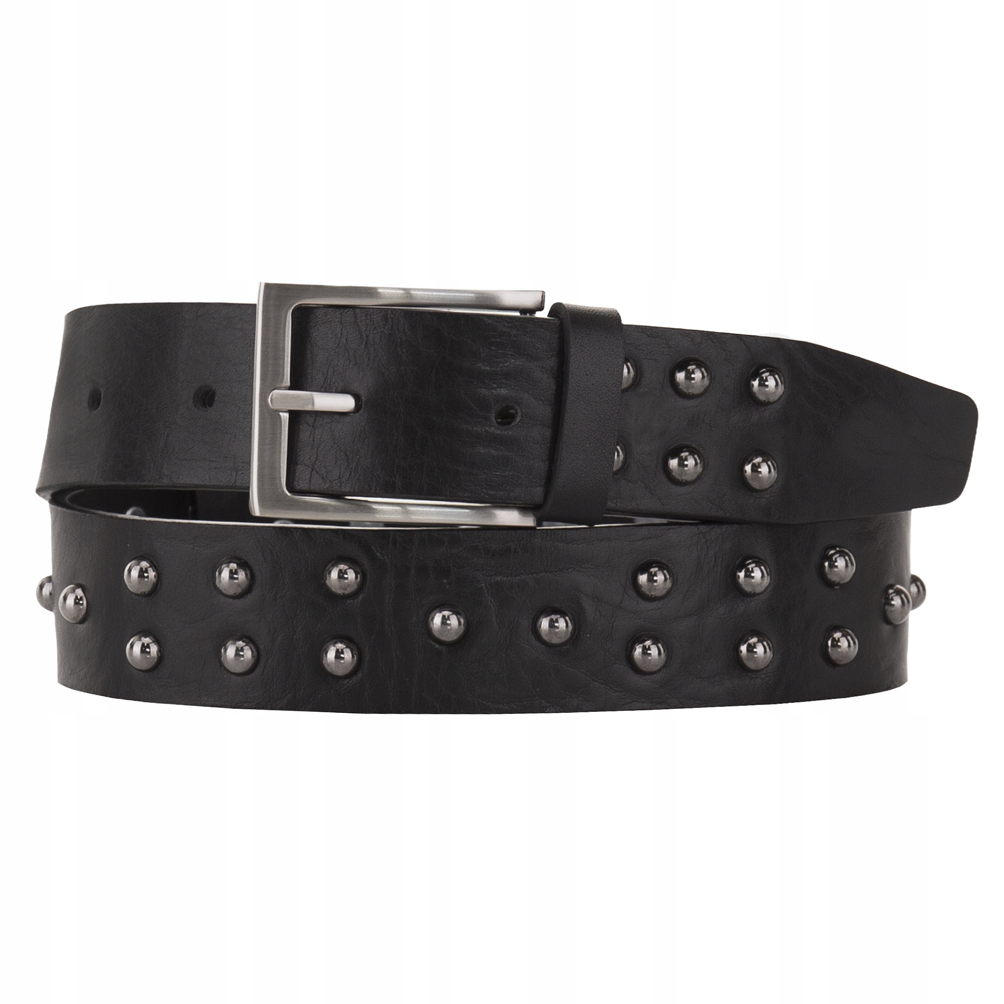 Originální Kožený Opasek S Cvočky Černý 80