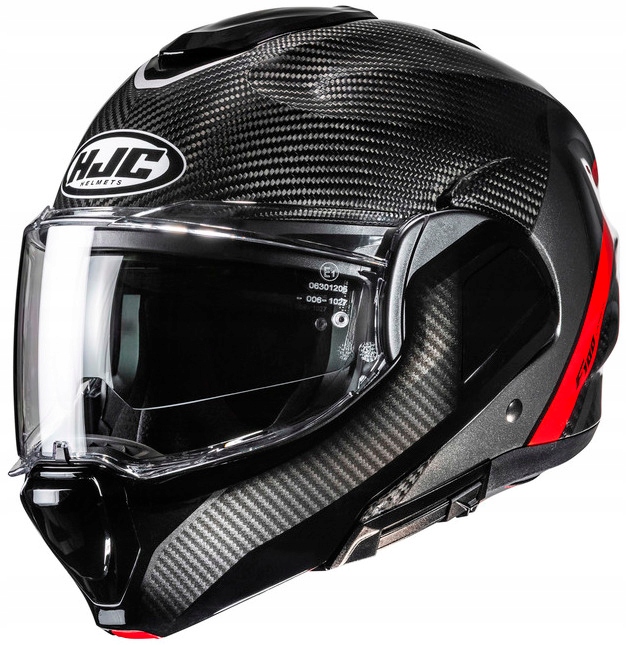 Hjc F100 Carbon Stan Black Red Motocyklová Vyklápacia Prilba XL