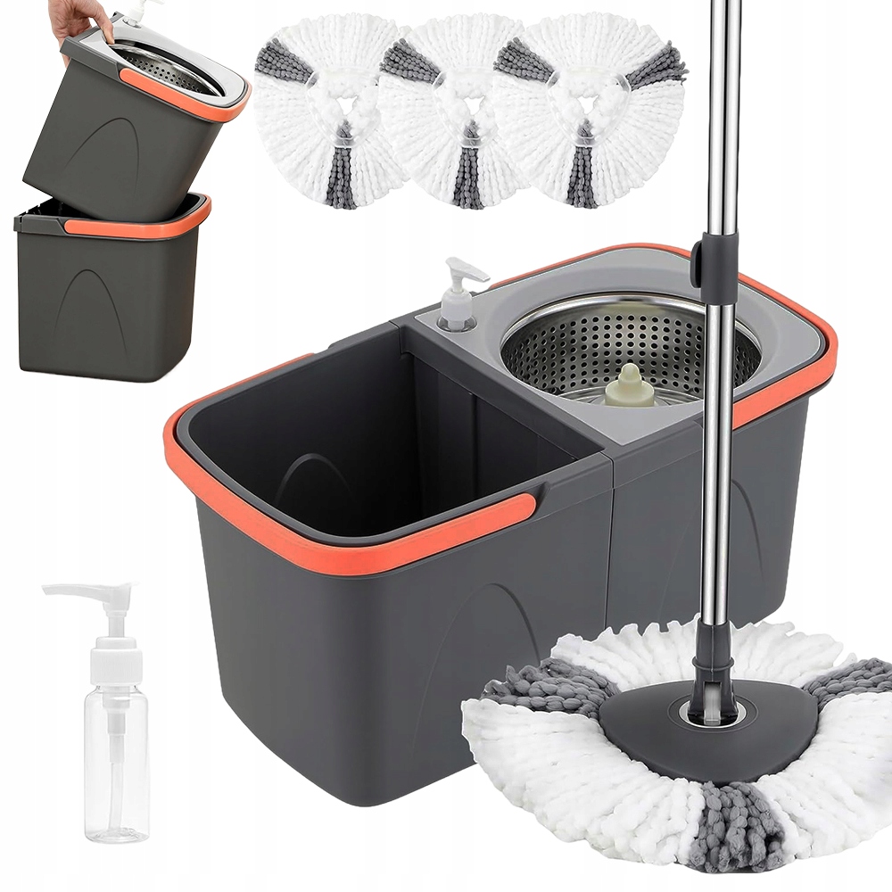 Levně Rotační Mop Turbo 3x Návlek Mikrovlákno Kbelík Set Rotační Mop