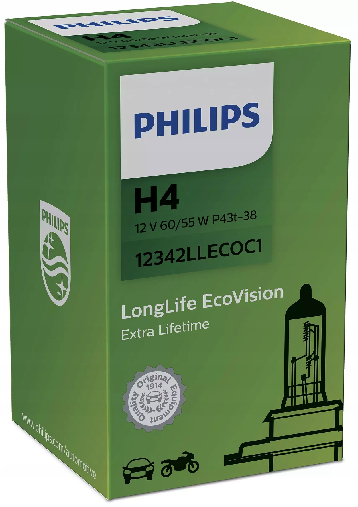 

Philips Żarówka H4 LongLife EcoVision 4x Żywotne