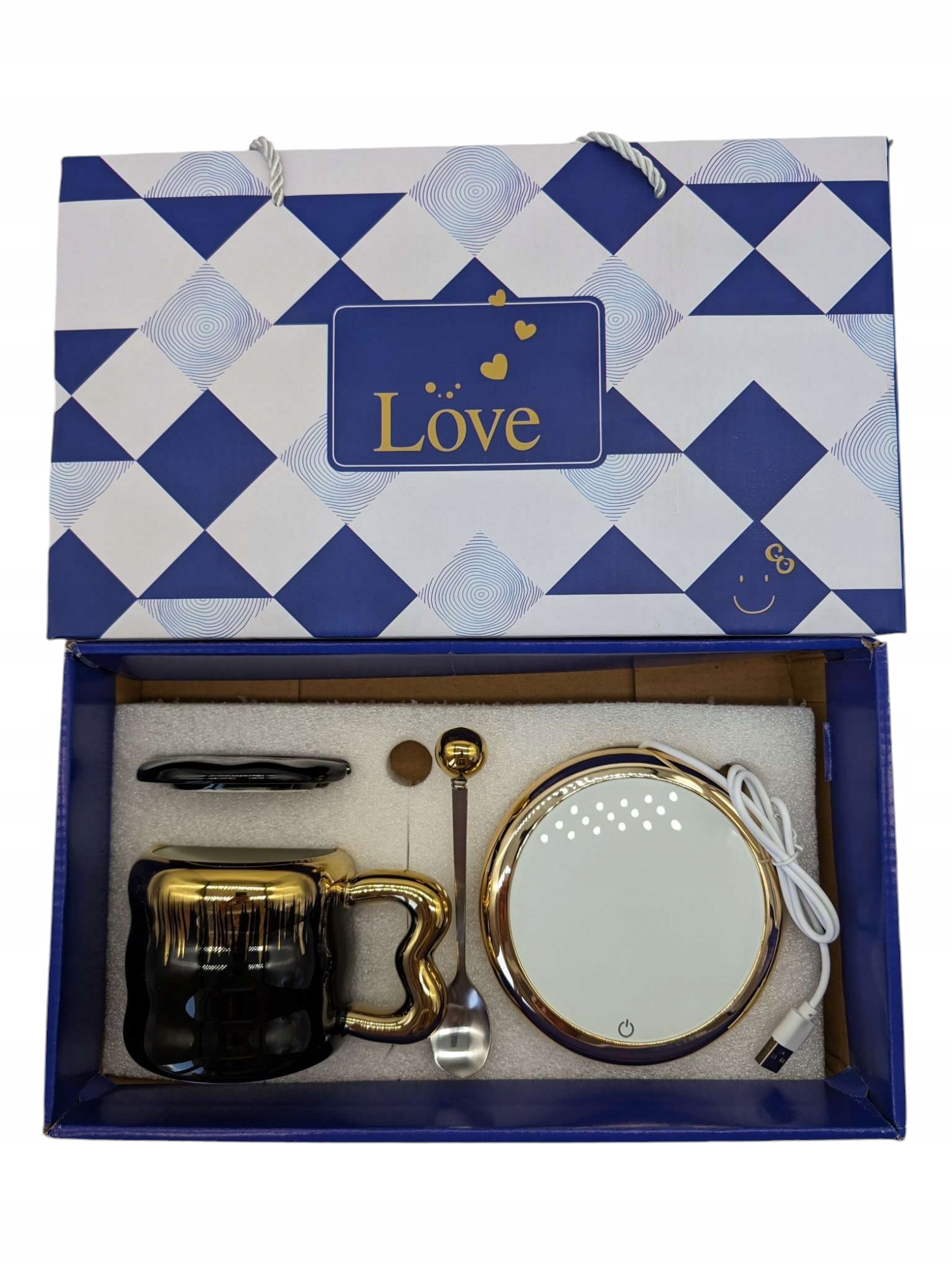 Levně Hrnek Na Kávu A Čaj Usb Ohřívač Lžíce Kabel Dárek Ke Dni Babiček