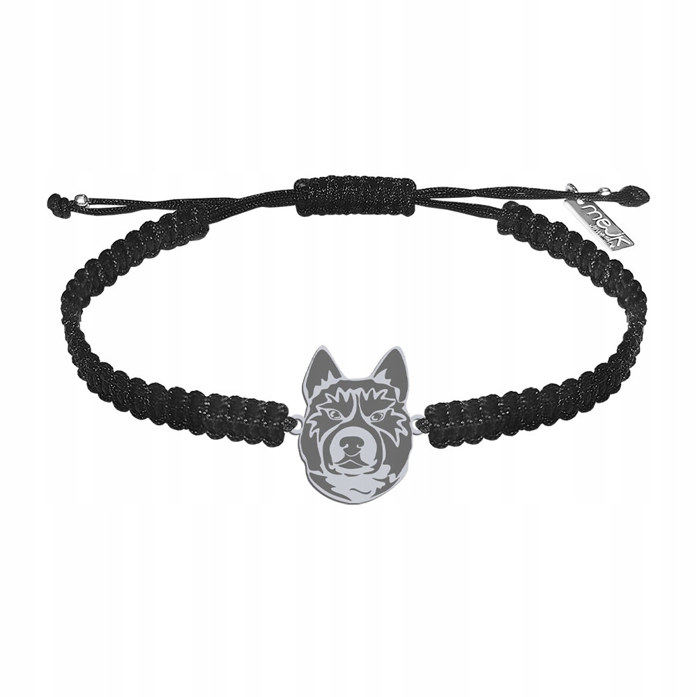 Stříbrný náramek Karelian Bear Dog 925 Makramé Šperky Dárek Gravírování