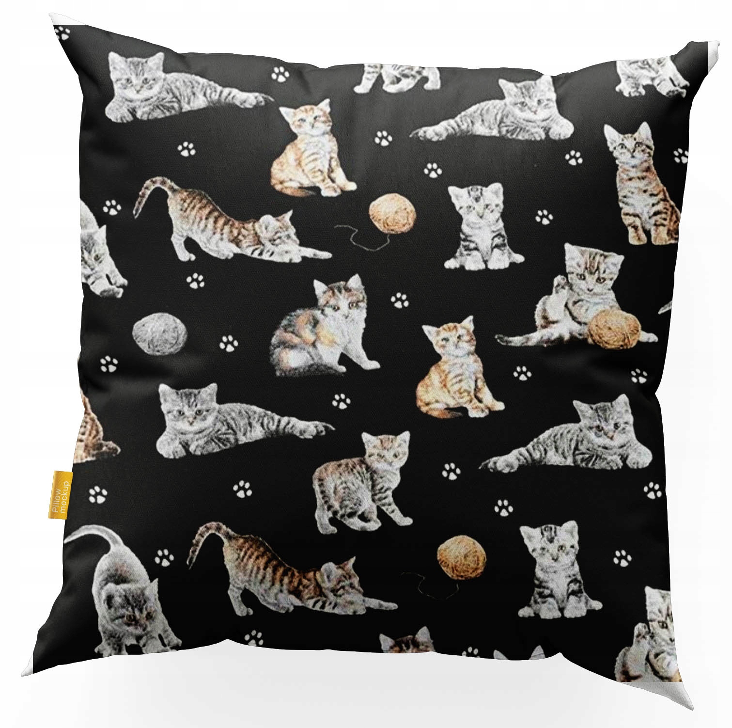 Poszewka na poduszkę jasiek 40x40 cm .koty na czarnym tle.
