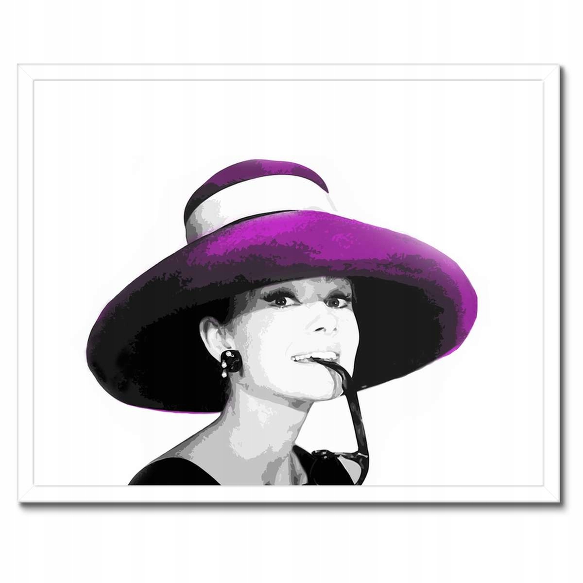 Plakáty v rámu 50x40 Audrey Hepburnová Klobouk