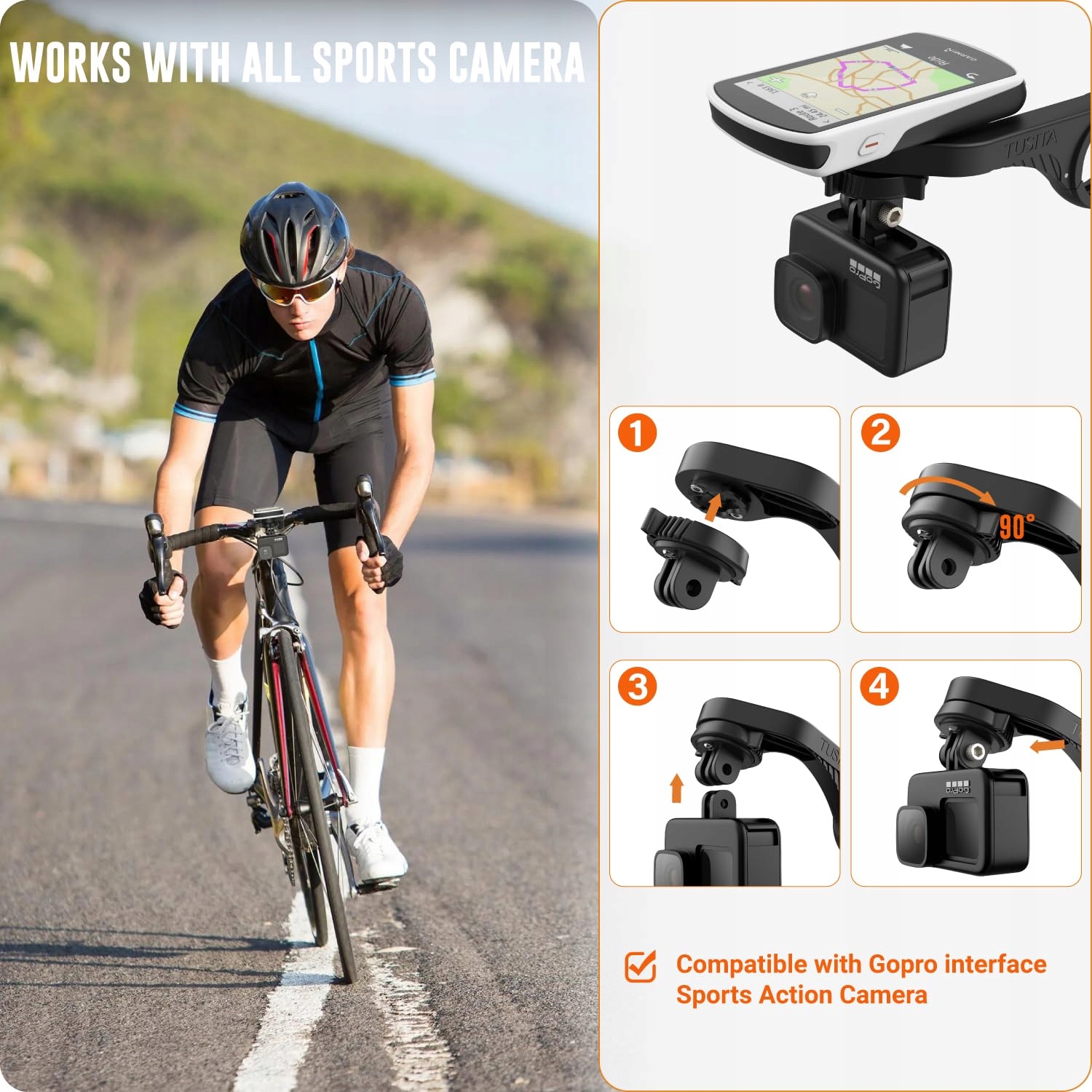 Adapter Mocowania Garmin Edge Varia UT800 Do GoPro Rowerowy TUSITA — miniatura 6