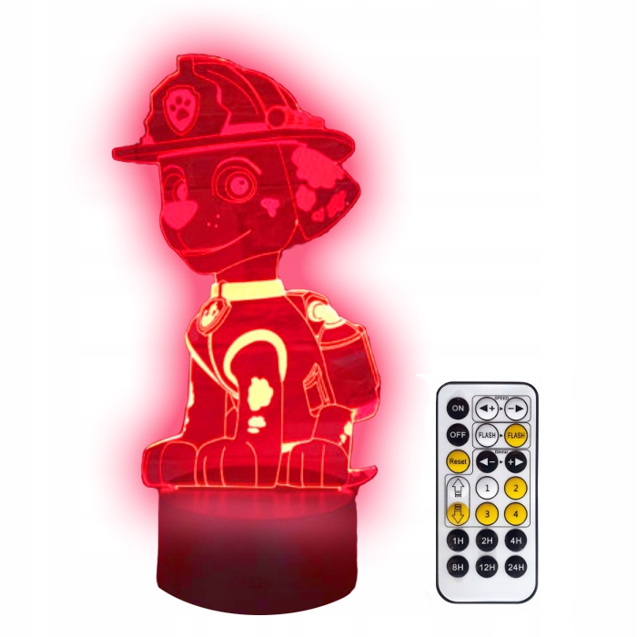 Lampka 3D Led Psi Patrol Marshall mix kolor+ Pilot