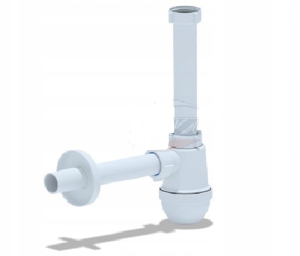 SYFON BUTELKOWY UMYWALKI BIAŁY PÓŁSYFON