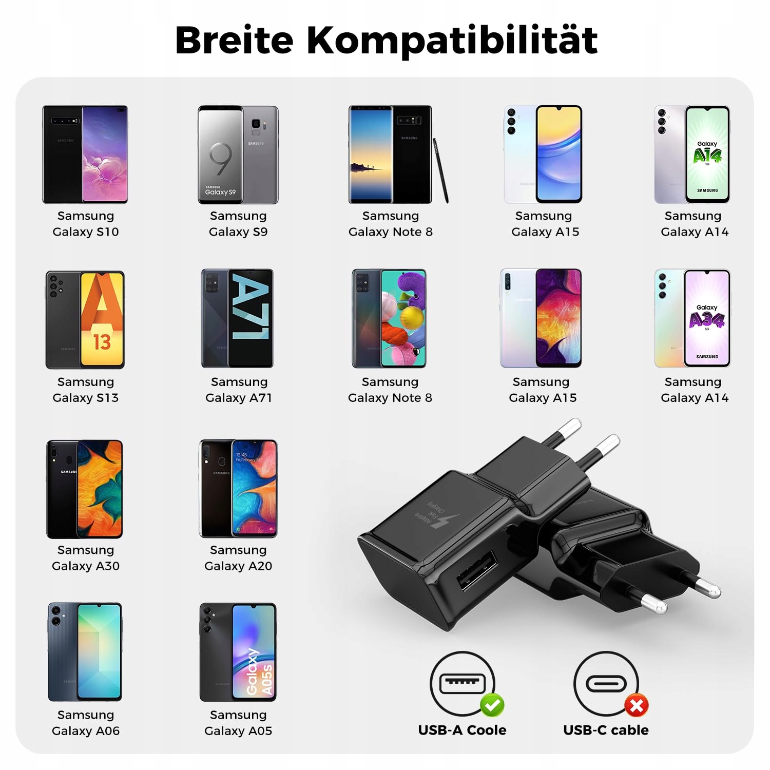 Telefonowa Ładowarka USB Szybkie Ładowanie Galaxy S10 S9 S8 A71 A51 A50 X2 — miniatura 2
