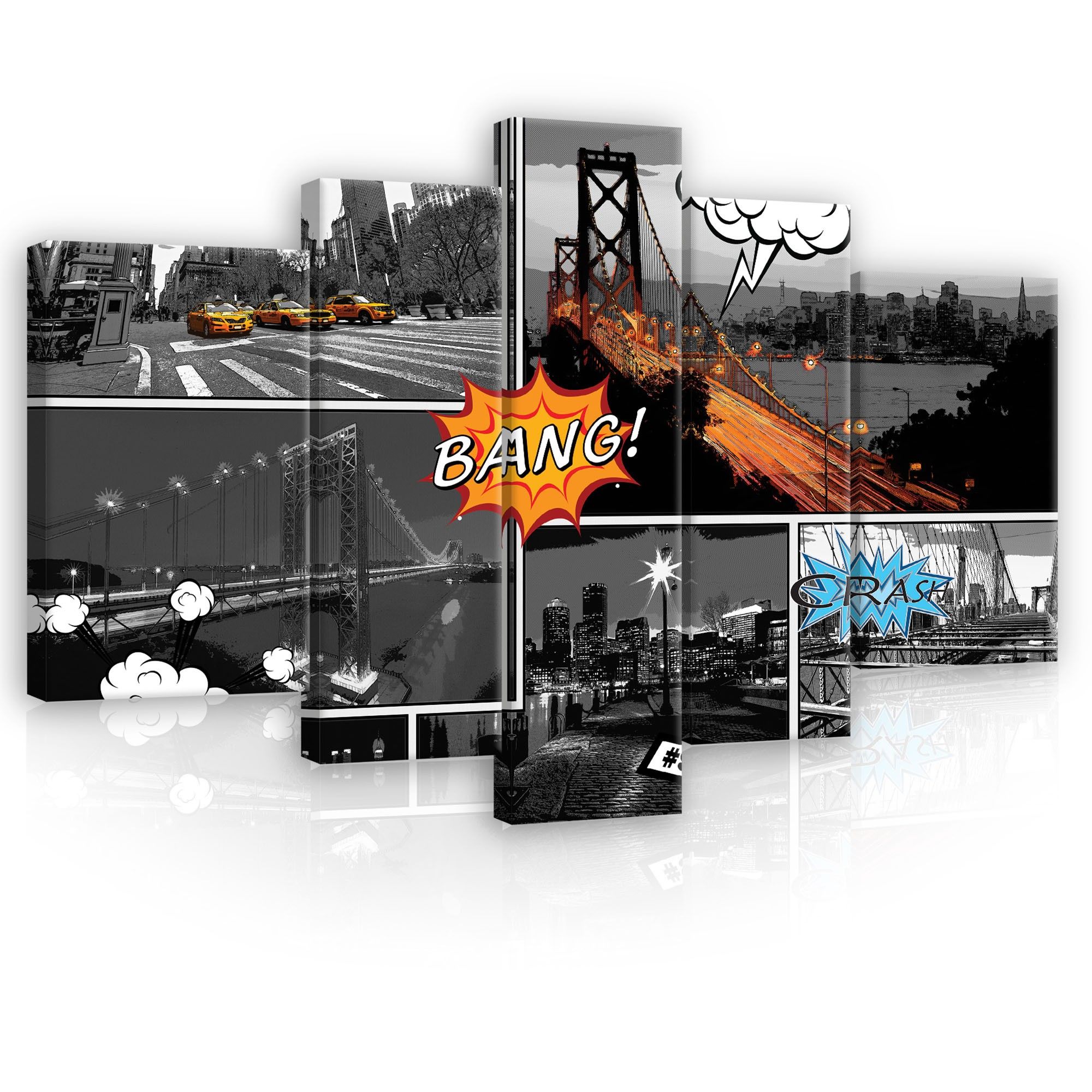 Obraz 170x100 Mesto noc krajina mestský most taxík dynamika pohyb pop-art