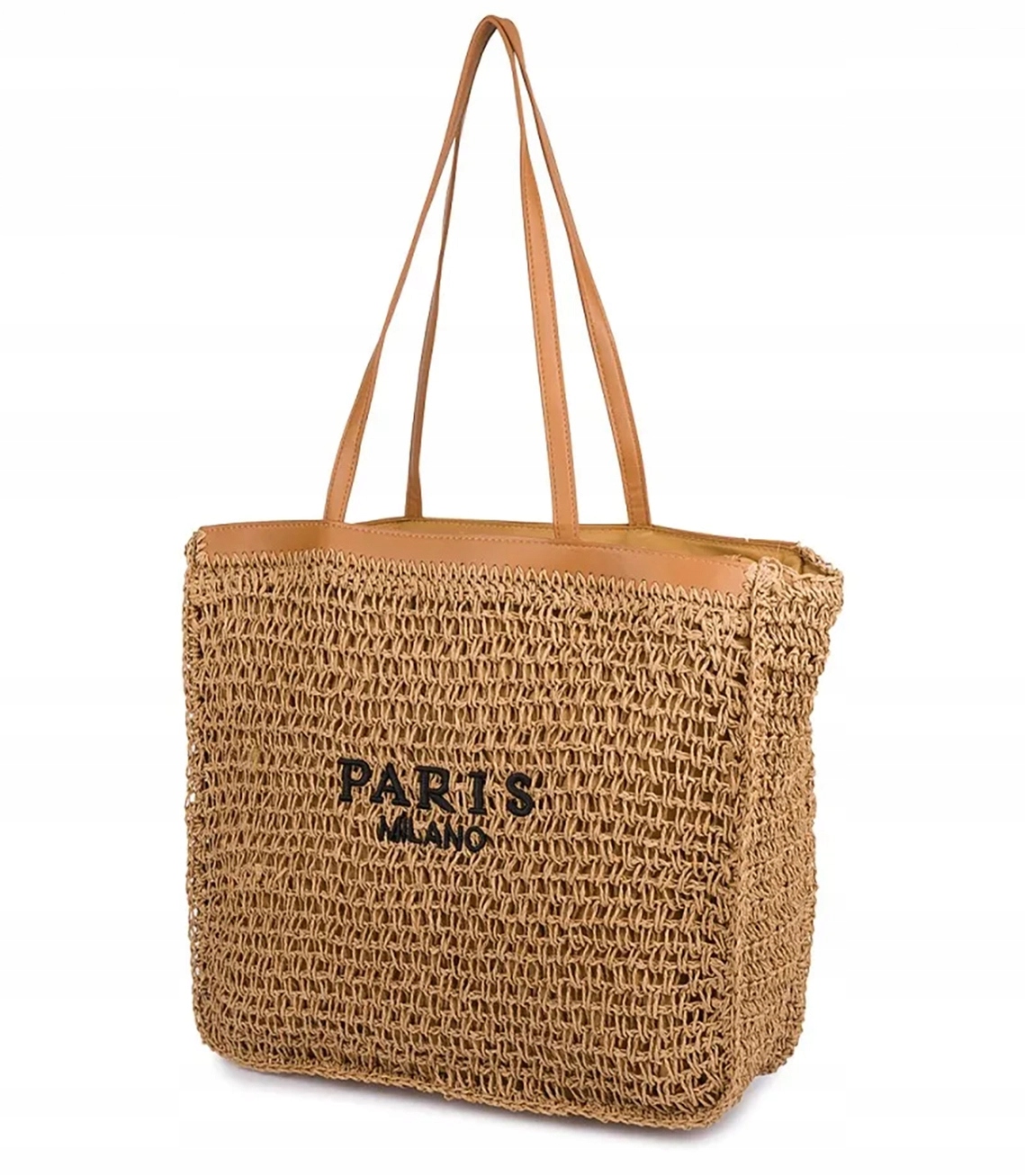 Boho nákupní taška s výšivkou Paris Milano – módní a prostorná, univerzální velikost