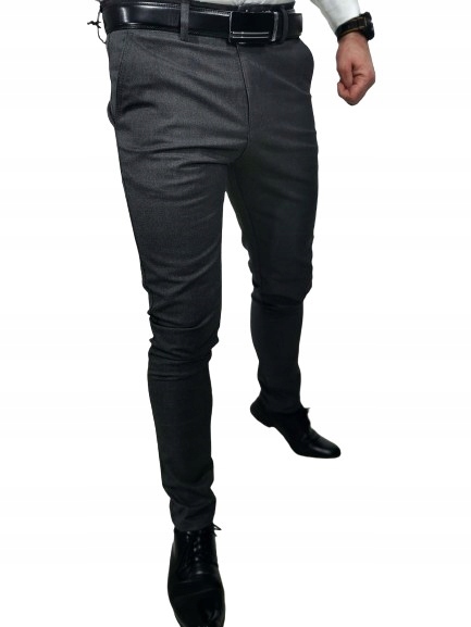 Pánské grafitové elegantní hladké kalhoty Grg 36