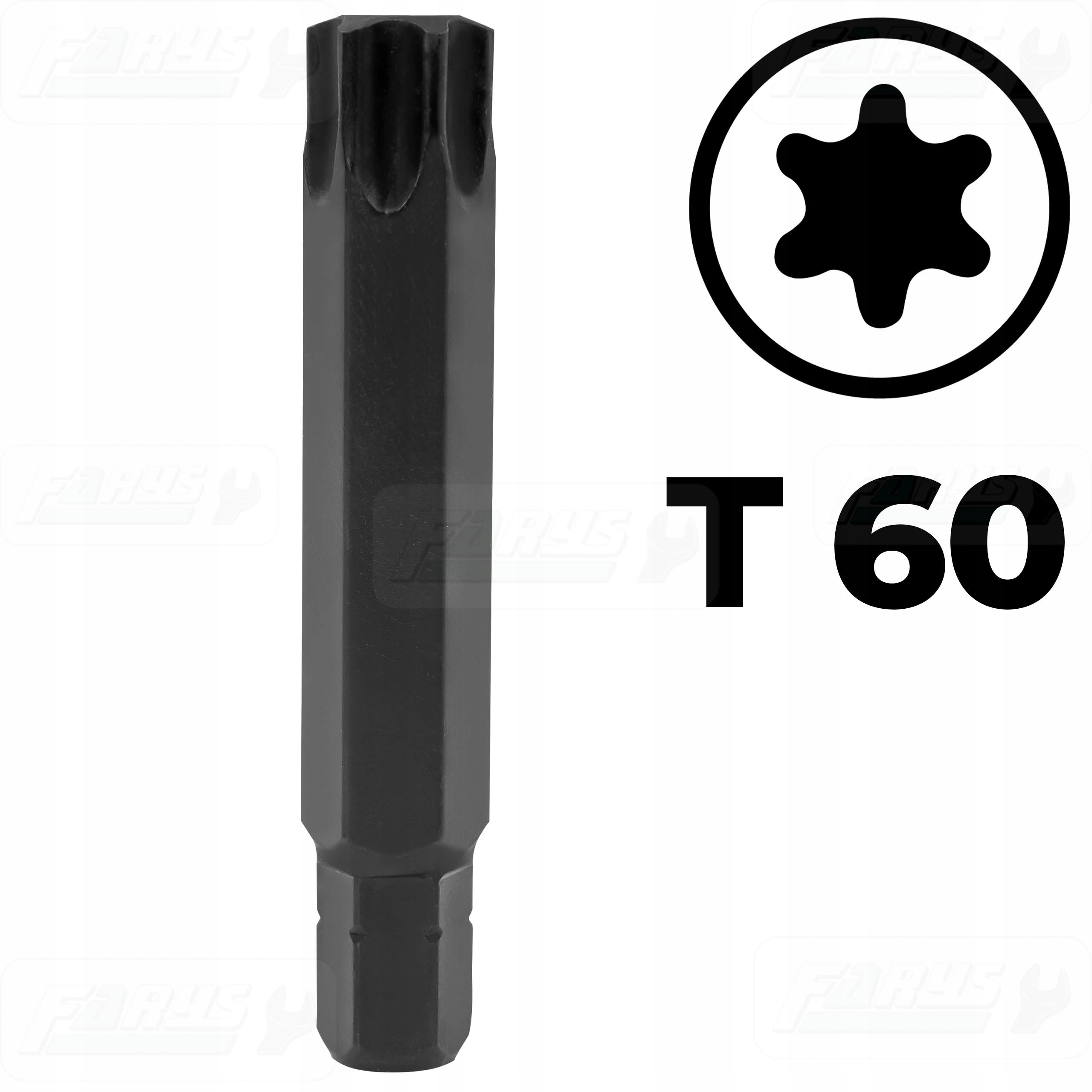 Bit Torx T60 Końcówka Grot Hex 10mm Długość 75mm Stal S2 FR0443 Farys