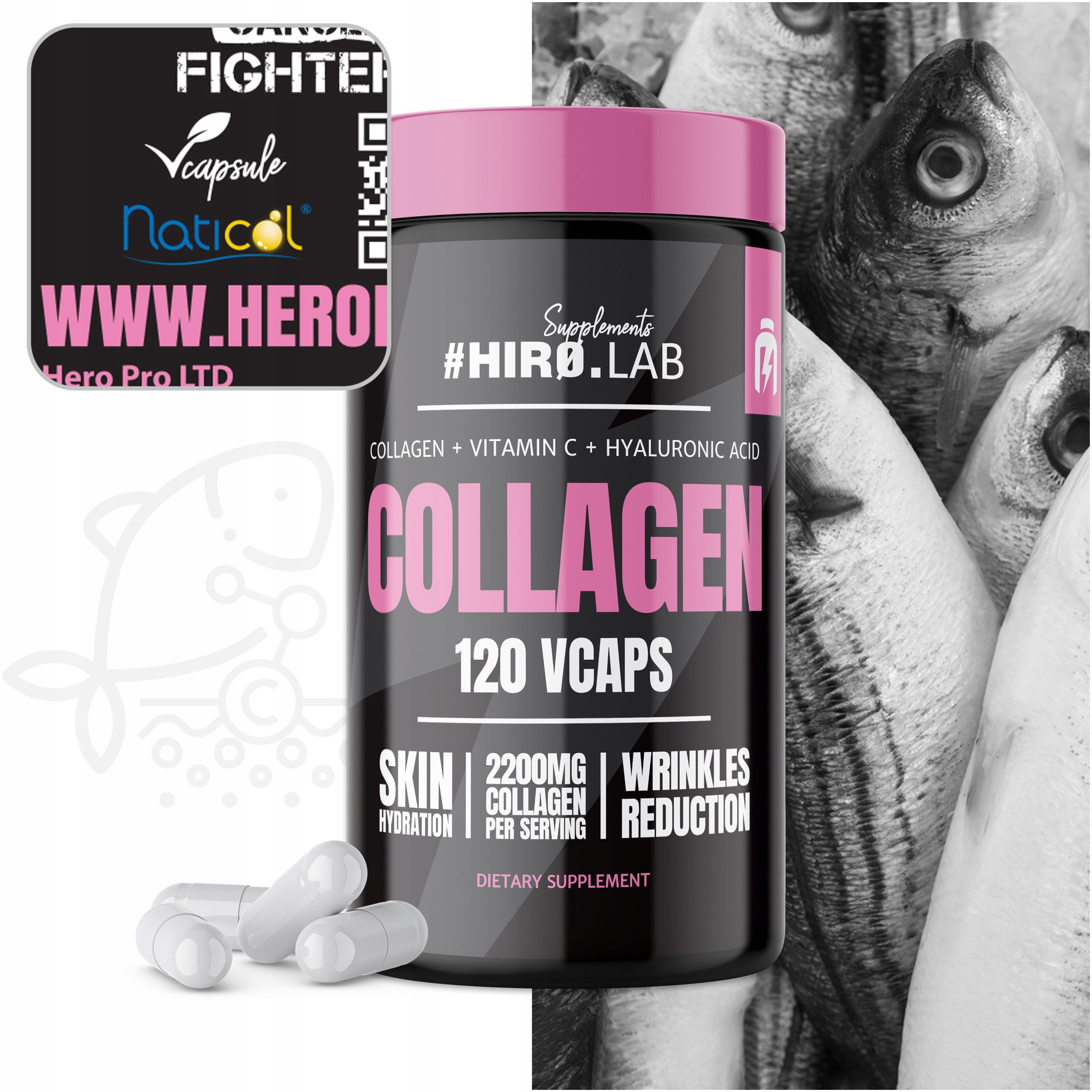 Hiro.Lab Collagen 120caps KOLAGEN KWAS HIALURONOWY Producent Hiro.Lab