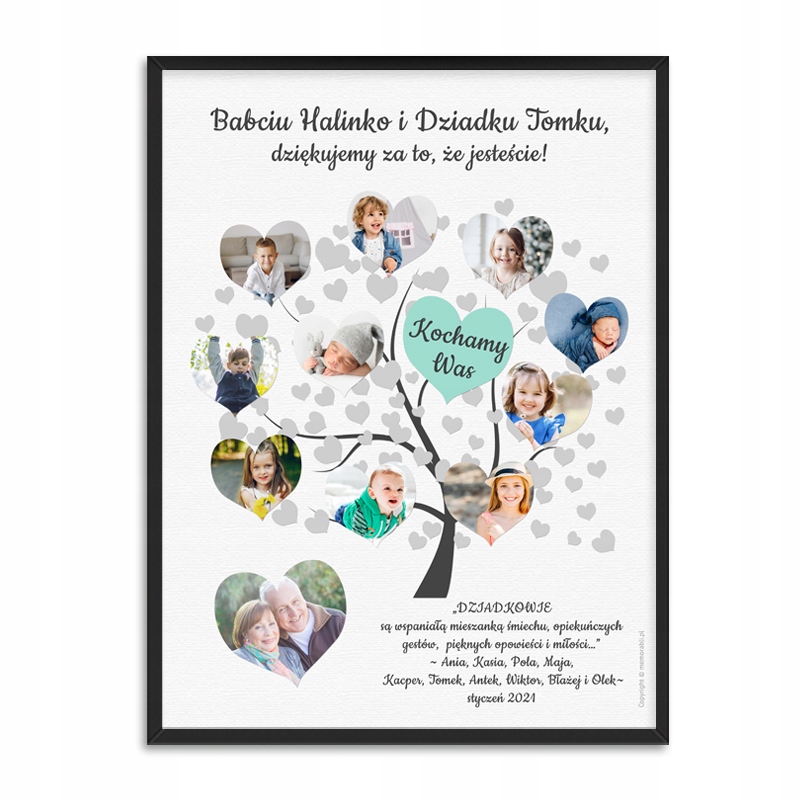 Prezent Dzień BABCI DZIADKA plakat + ramka 50x70 Rodzaj w ramie