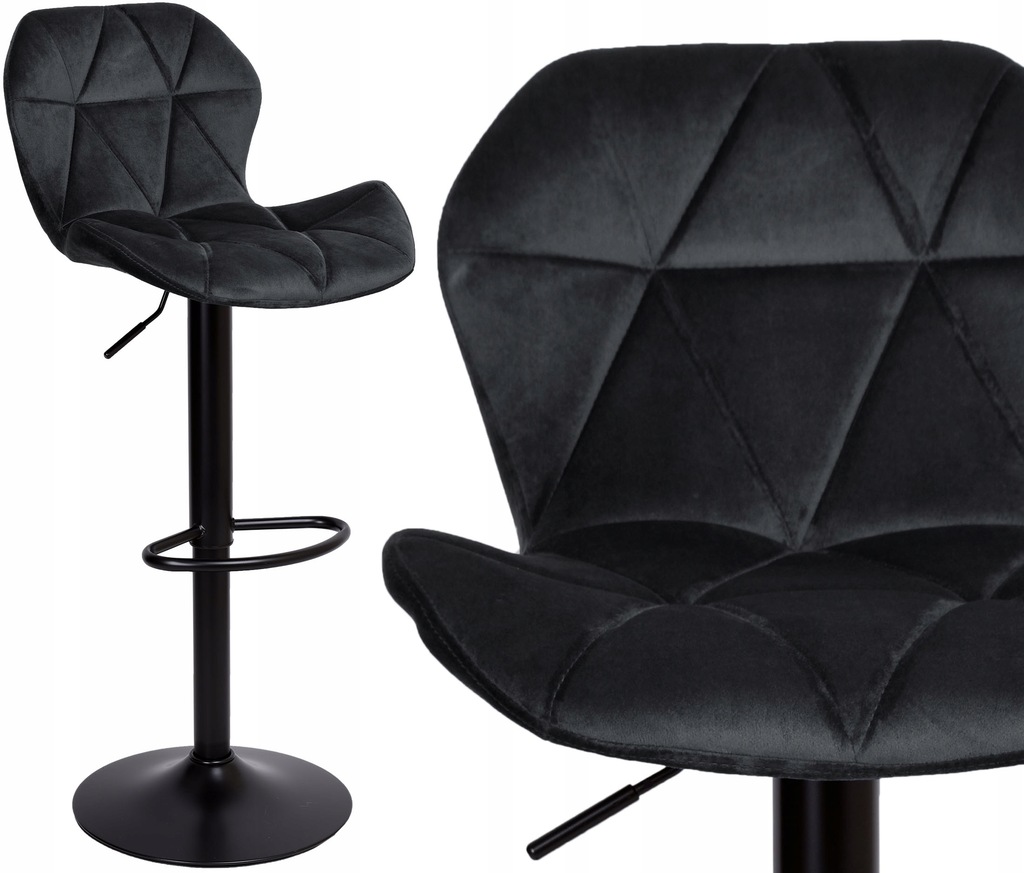 Barová Židle Do Obývacího Pokoje, Nastavitelná, Černá, Prošívaná