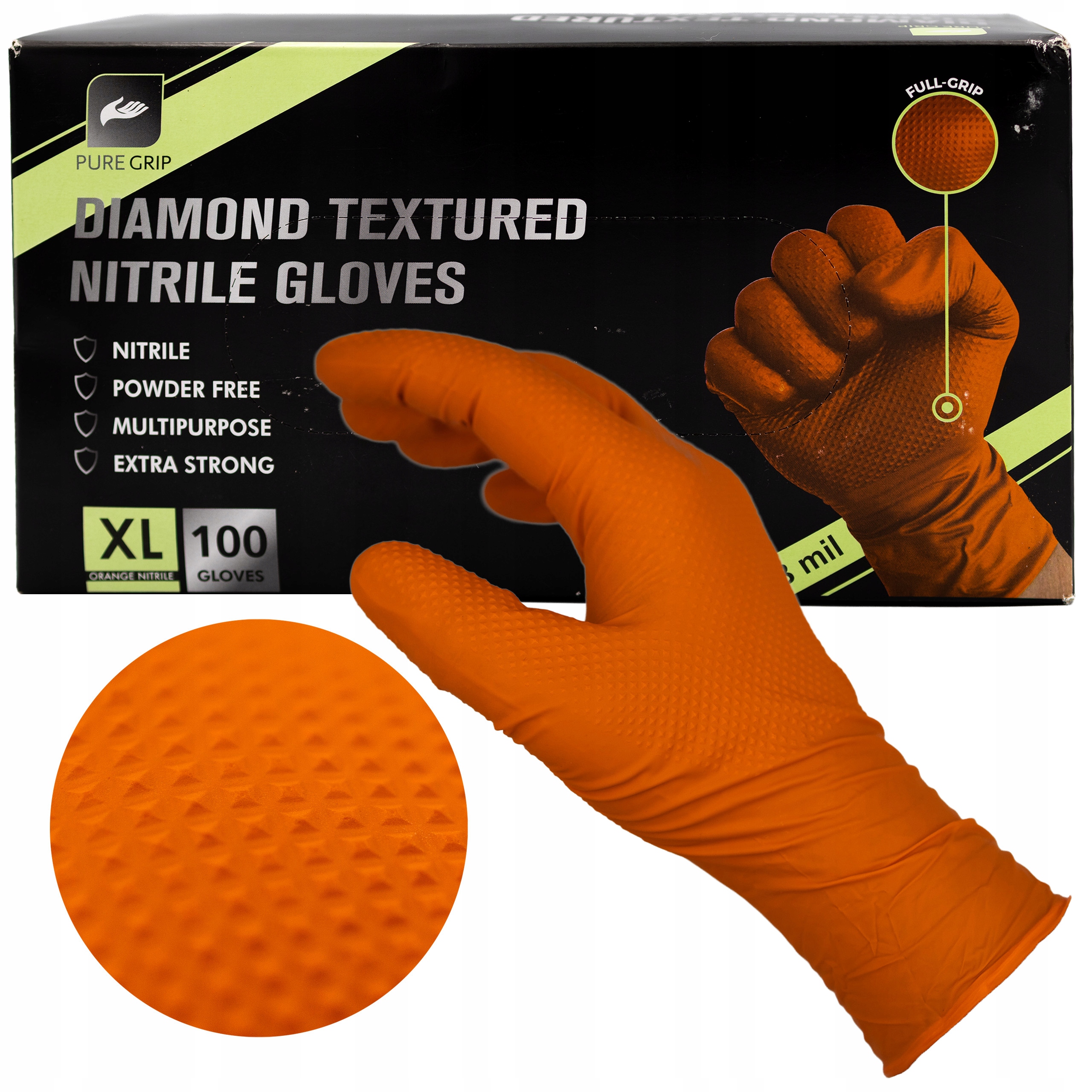 Rękawiczki nitrylowe 100 szt Rękawice PURE GRIP PRZESADNIE mocne XL STRONG