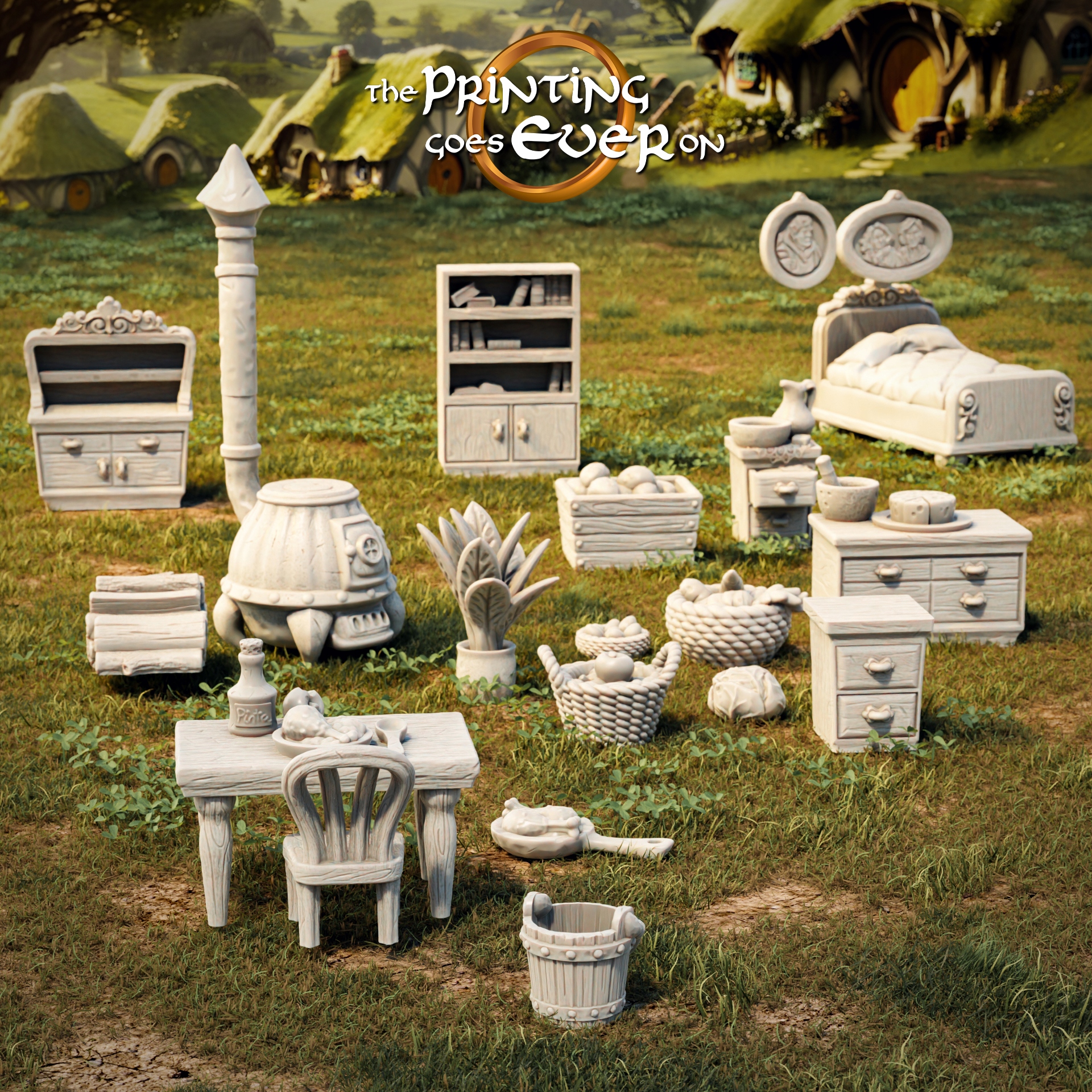 Halfling Furniture Scatter Terrain x19 The Printin