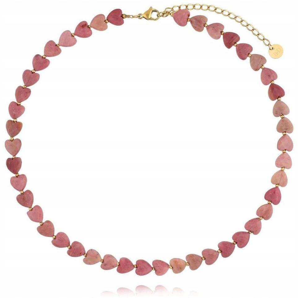 Dámský růžový náhrdelník By Dziubeka, srdce 46 cm