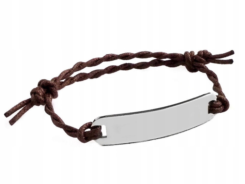 

Bransoletka męska sznurkowa grawerowana, stal Lux