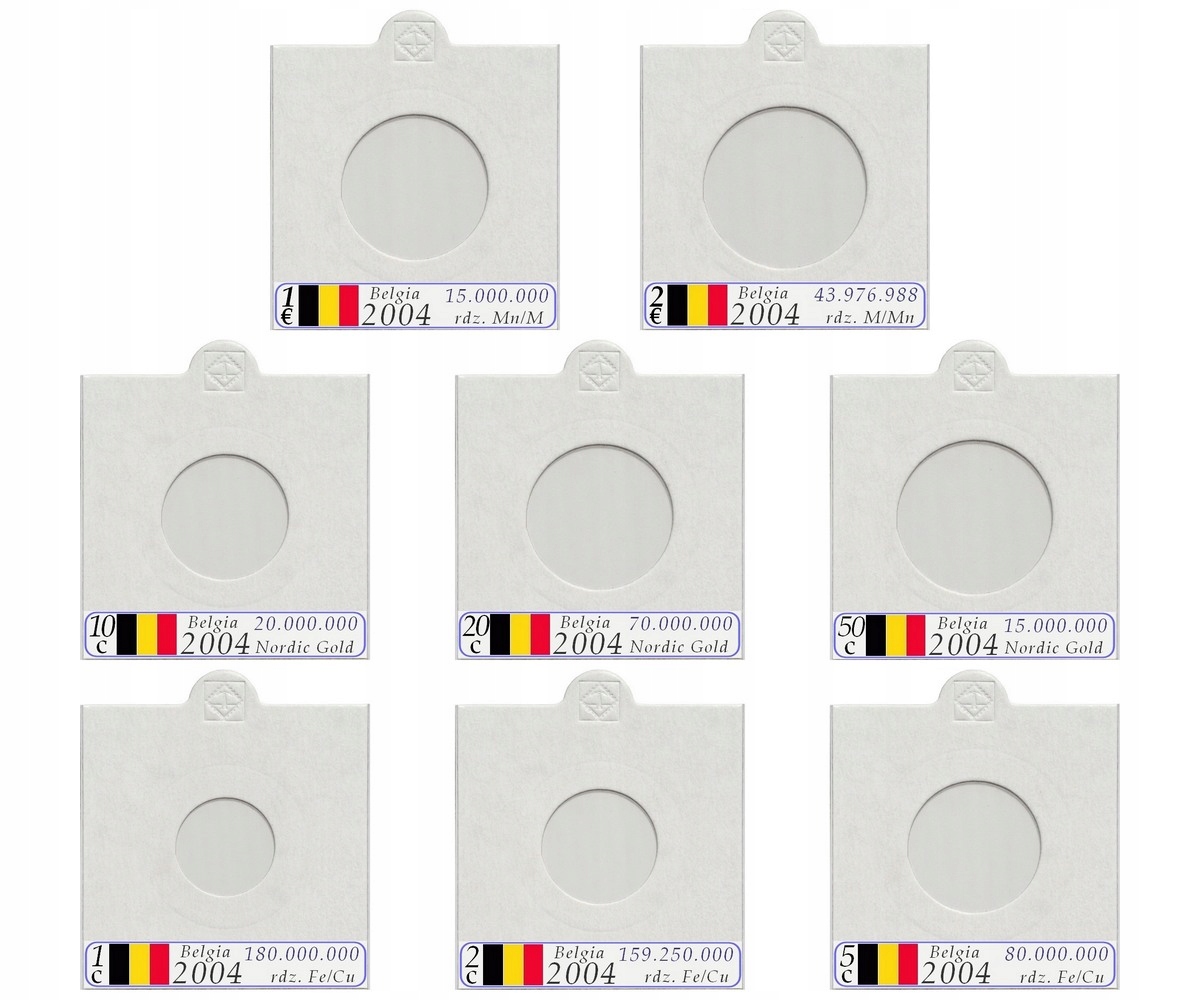 Sada 100 držáků na euromince Belgie popisy