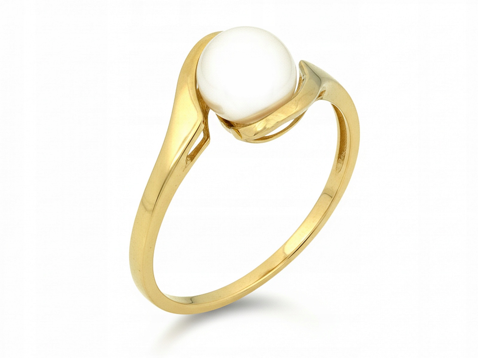 Prstýnek 585 s Bílou perlou 16r, elegantní vzor 14k jako dárek 2.08 g