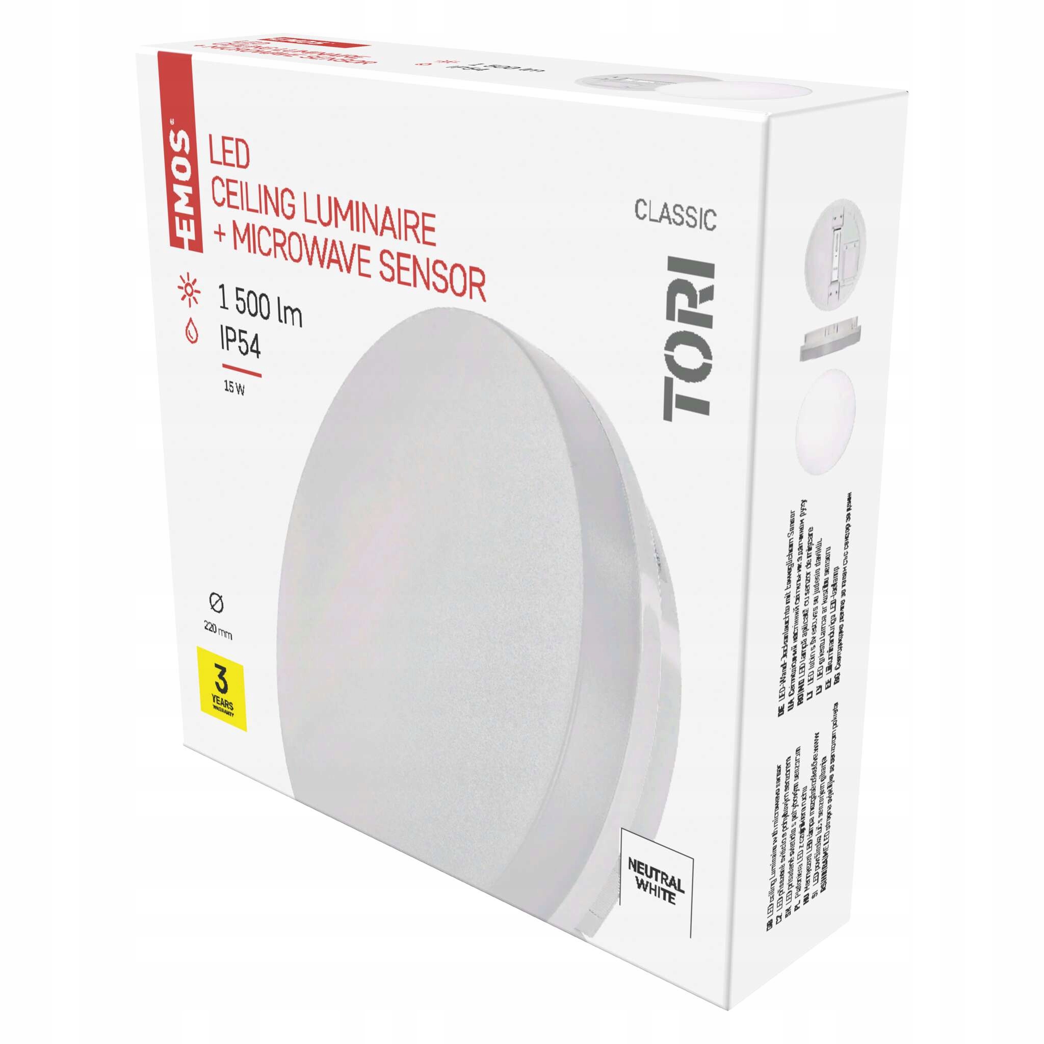 Emos Tori Led svítidlo s pohybovým čidlem 15 W, IP54, 22 cm