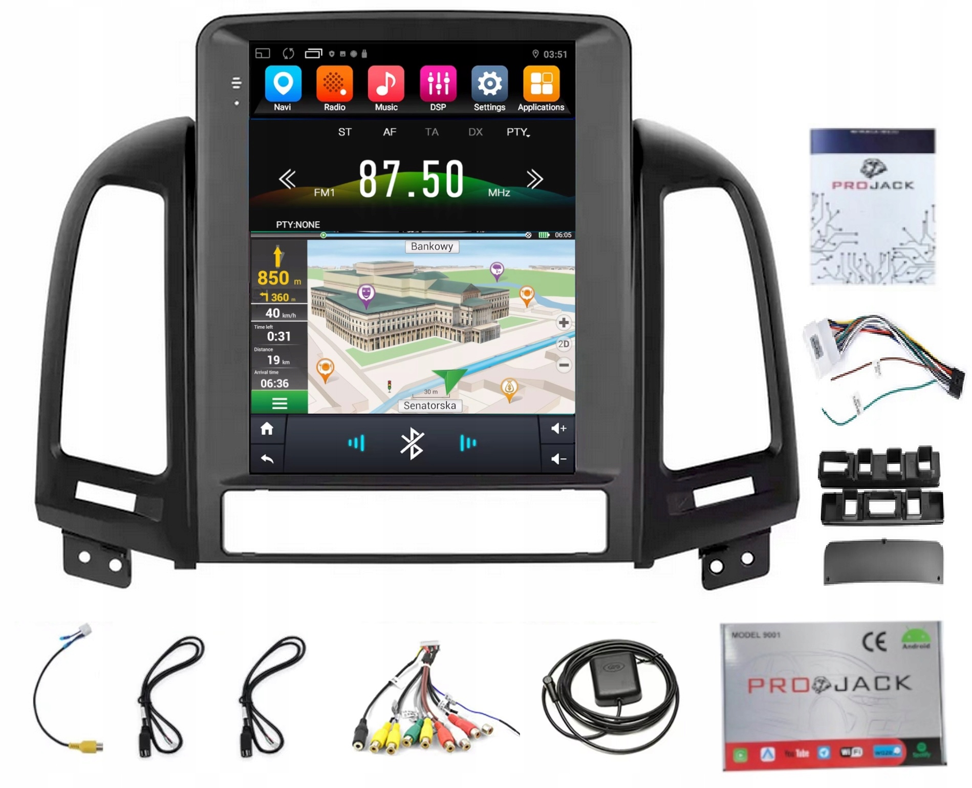 Rádio Navigace Hyundai Santa Fe 2006-2012 Bt Wifi Carplay Android 4GB 64GB