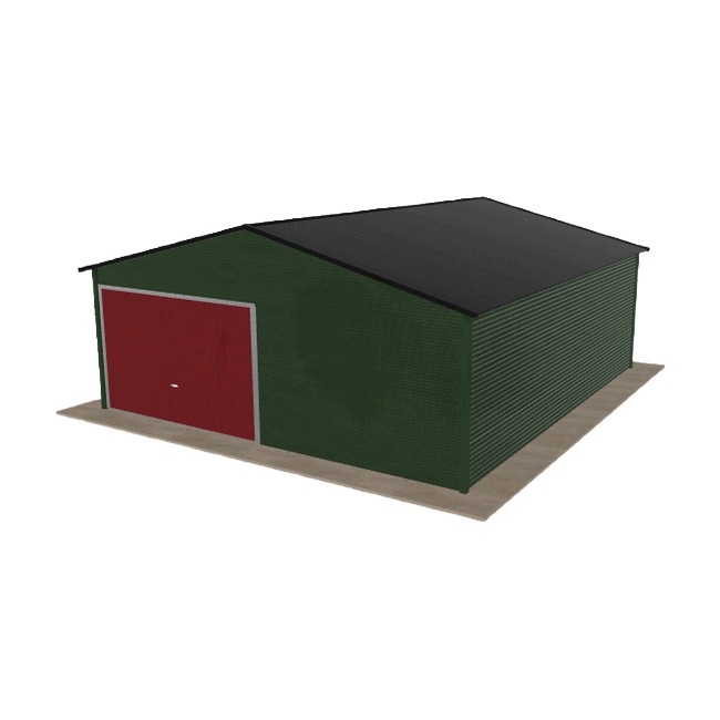 Plechová garáž 6x6.5 m jednopolohová dvouspádová zelená