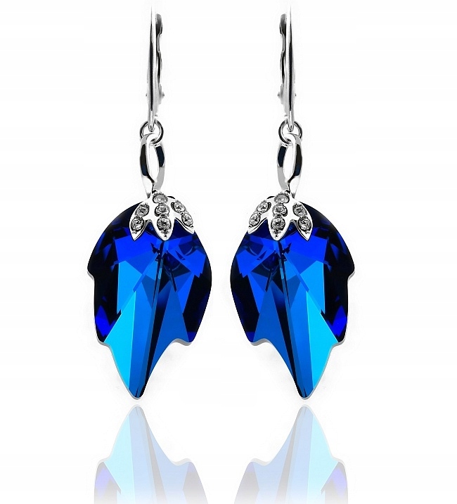 Krystaly Náušnice Blue Leaf Stříbro