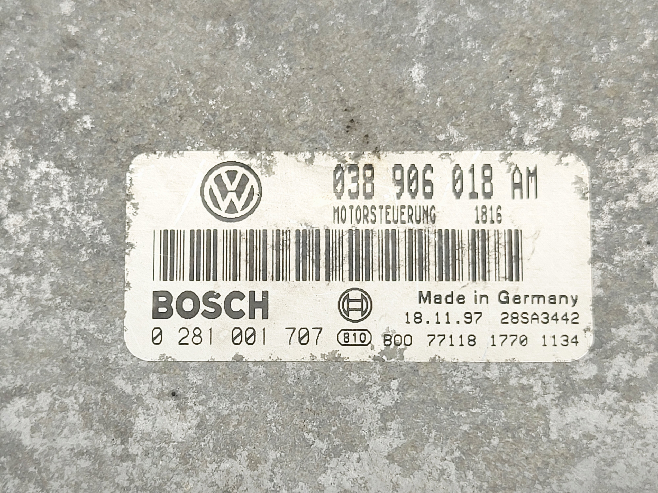 computer Centralina Motore Skoda OCTAVIA e 1.9 TDI 038906018AM 0281001707