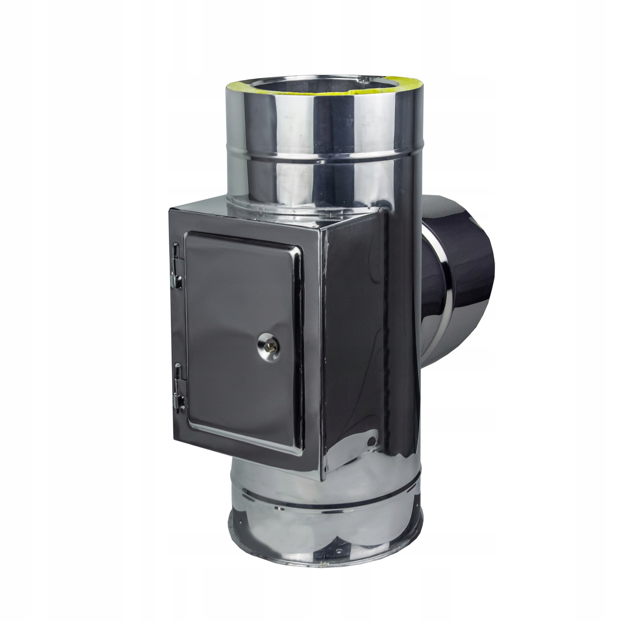 Kd T-rozdělovač izolovaný fi 110 gr. 0,5 mm 90 st s čističem a dveřmi