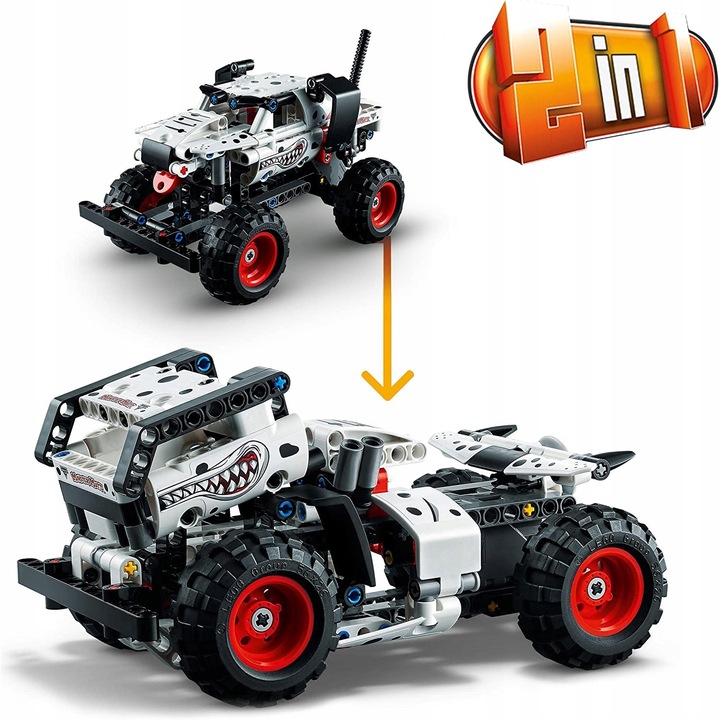 LEGO TECHNIC MONSTER TRUCK DALMATIAN SILNIK PULLBACK 2W1 JEEP AUTO Materiał plastik